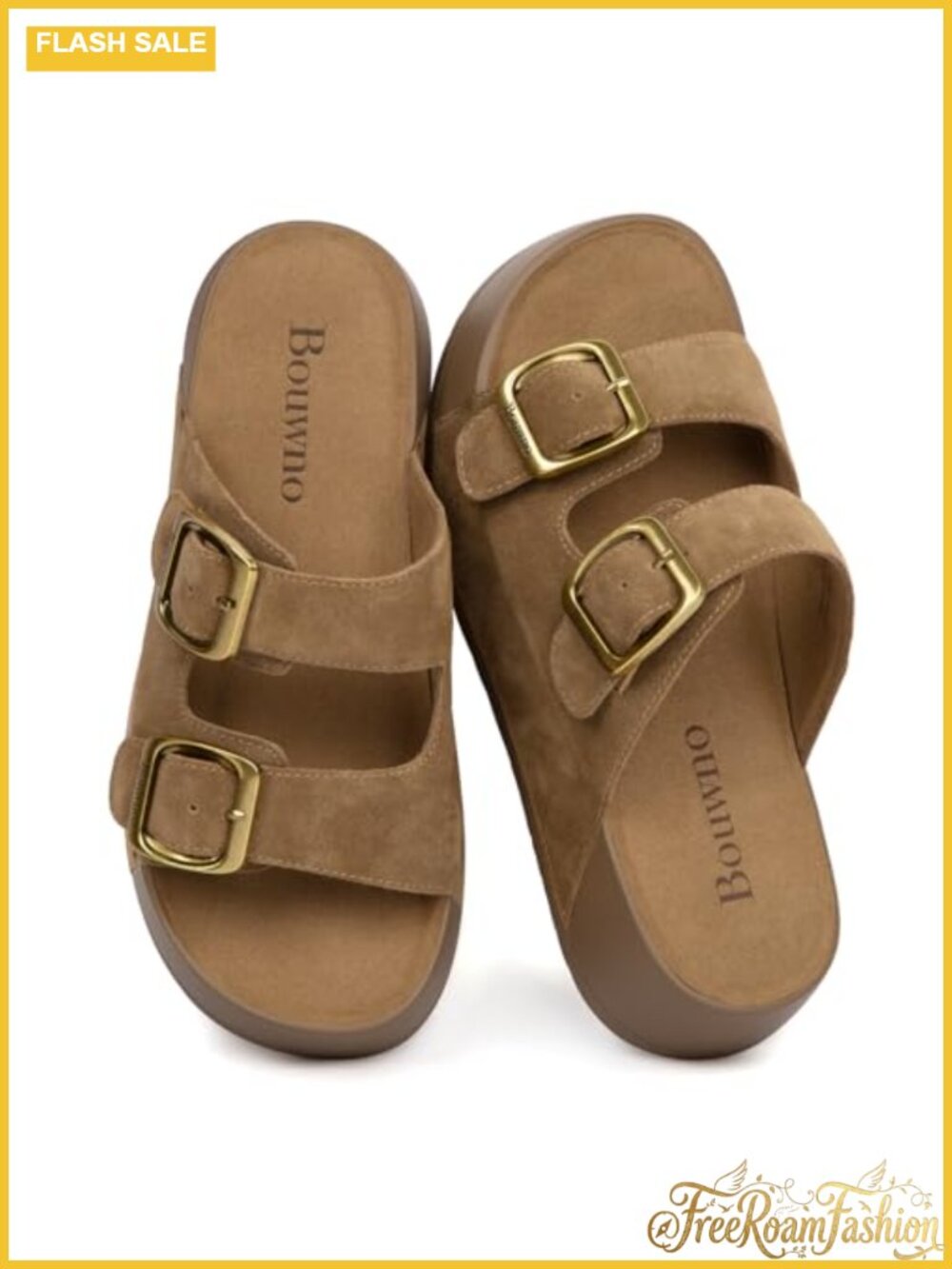 Genuine Leather Platform Sandals Slip-On Open Toe Memory Foam Women's